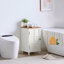 Meuble bas moderne de style milieu du siècle, 68,5 cm de hauteur, console de rangement pour serviettes rétro avec portes et étagère réglables - Noyer-1049216592