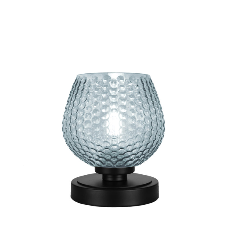 Lampe d'appoint avec verre Luna, Noir, Noir, Bleu sarcelle