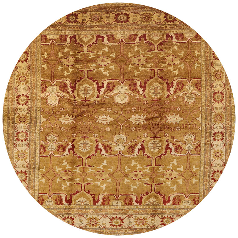Tapis oriental brun / rouge, Rond 8 pi