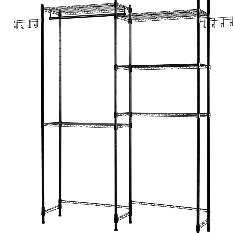 Support de séchage sur 5 niveaux pour laveuse et sécheuse, noir, tablettes réglables - Rouille, idéal pour les petites tablettes de salle de lavage, avec dispositif de basculement, structure haute résistance