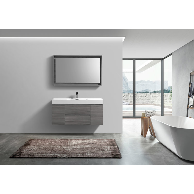 47.25'' Single Bathroom Vanity with Acrylic Top, Valcun Ash Grey