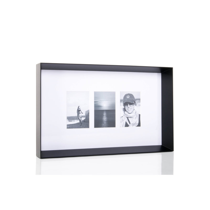 Prado Wood Bevelled Picture Frame with Mat, Black
