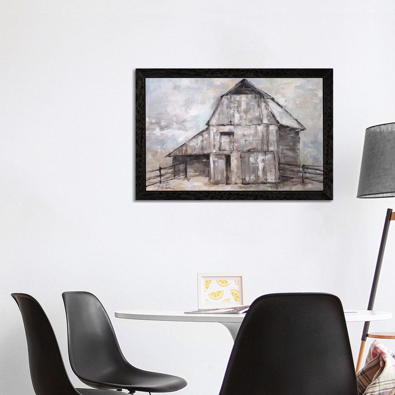 The Barn by Debi Coules - Painting on Canvas, 66.04 cm H x 45.72 cm W, Black Floater Framed