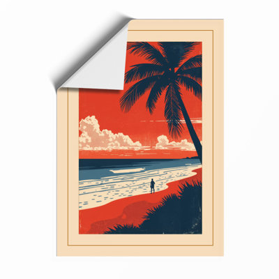Tropical Sunset Paradise Vintage - Print