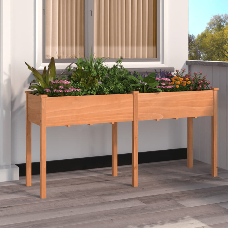 Otterson Wood Planter Box, 29.92" H x 63.39" W x 17.72" D, Brown