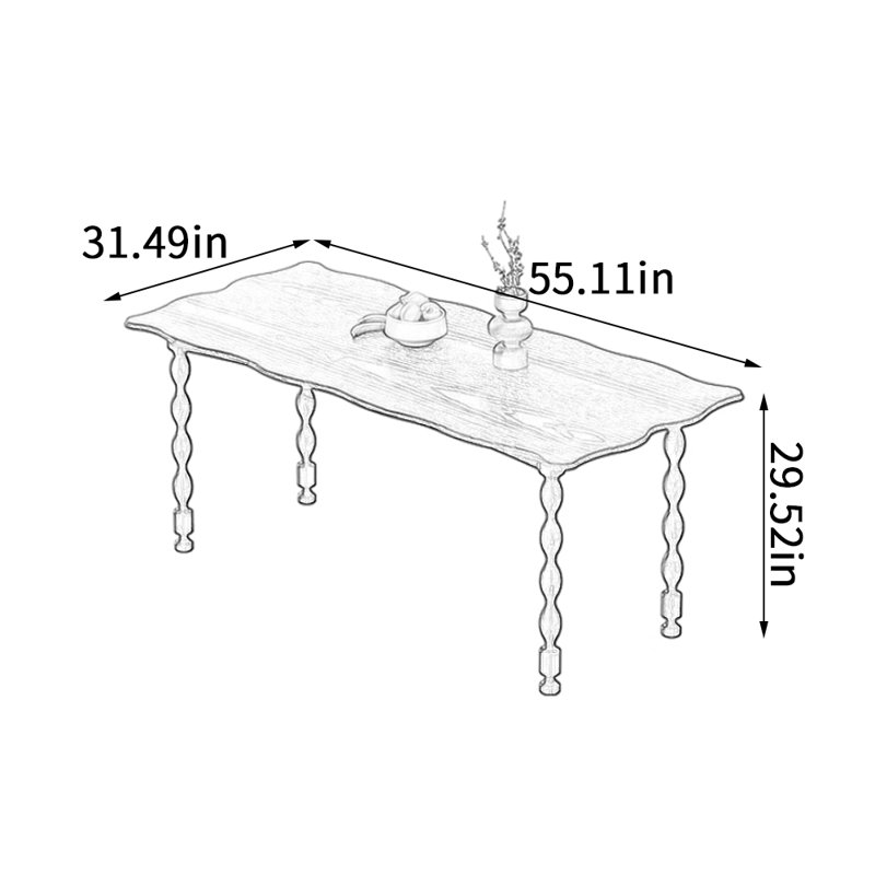 Table de salle à manger Exquis, H 29,52 po x L 55,11 po x l 31,49 po, Noir, noir, noir, noir