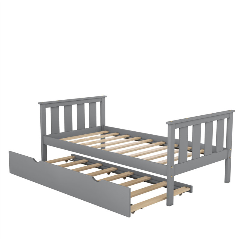 Lit de jour simple avec lit gigogne, Simple, gris