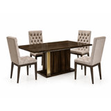 Montevino 5-Piece Extendable Dining Set with 4 Quilted Upholstered Chairs
