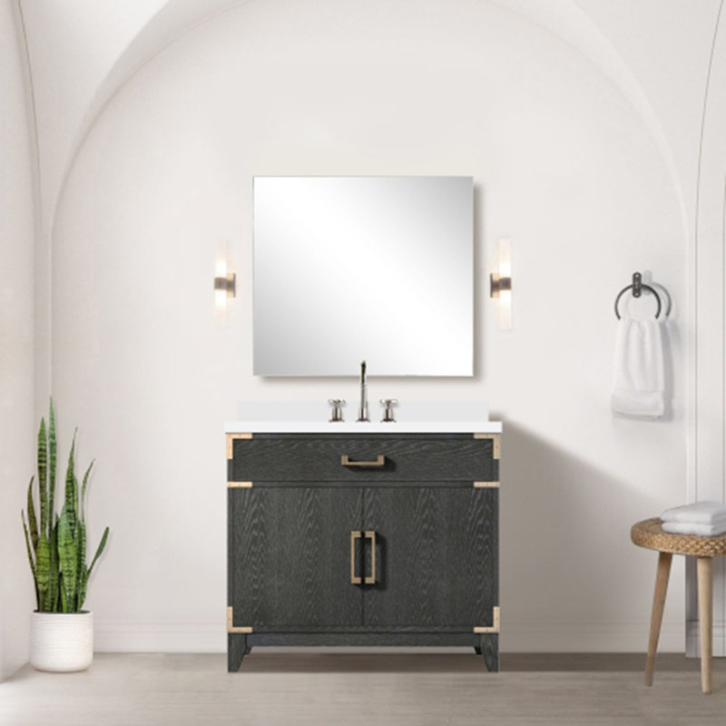 Meuble-lavabo simple. Ensemble de comptoir, miroir et robinet, 36"