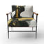 Chaise avec accoudoirs rembourrée en velours moderne jaune et noir Poitier-1504407131