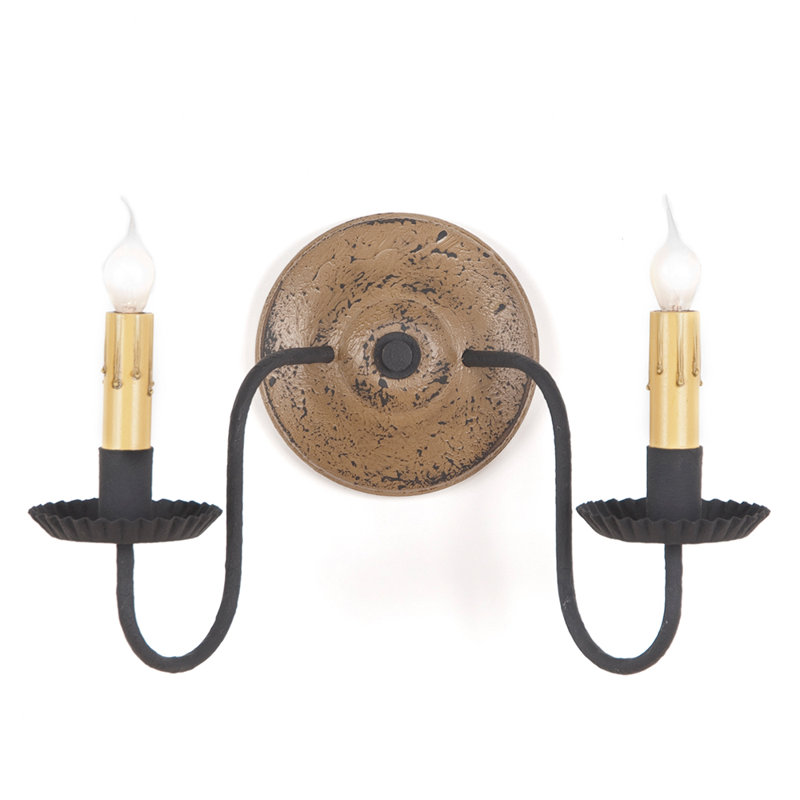 Lampe murale bougie 2 lumières Wilham, Poirier