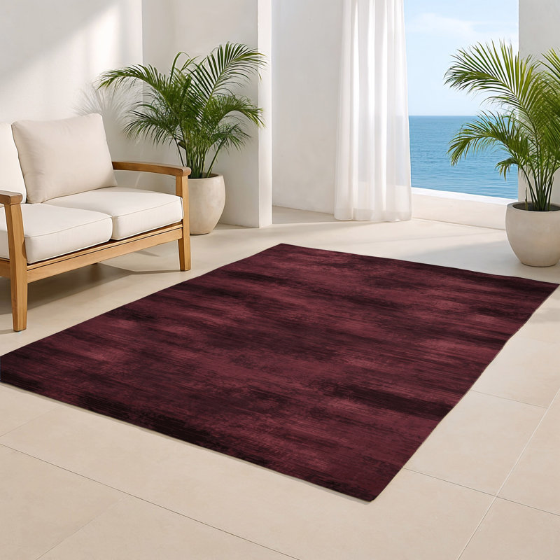 Abstract Red Indoor and Outdoor Area Rug, Rectangle 4' x 6'