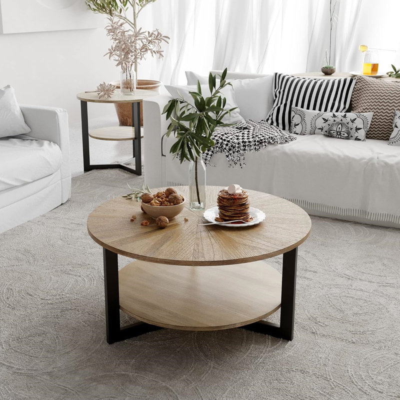 Nystrom Three Leg Coffee Table with Storage, Natural