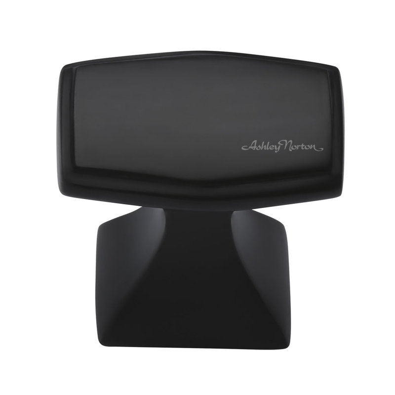 Deco 1 1/4" Length Rectangle Knob, Flat Black
