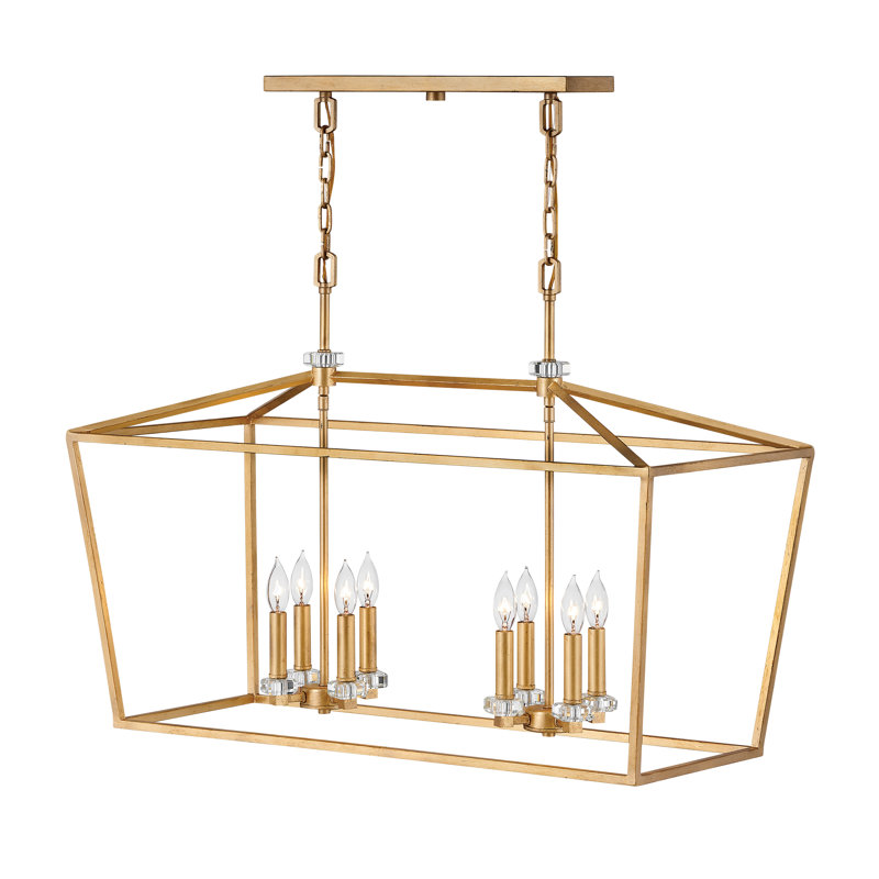 Stinson 8-Light Kitchen Island Linear Pendant, Distressed Brass, Distressed Brass