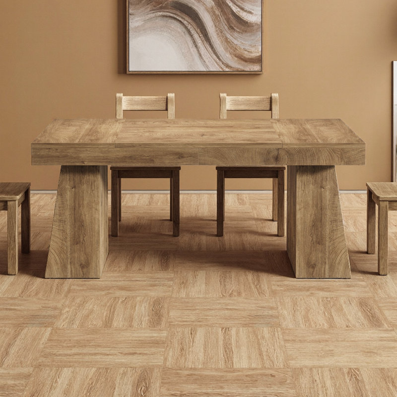 Modern Light Brown 55" Double Pedestal Executive Wood Office Desk