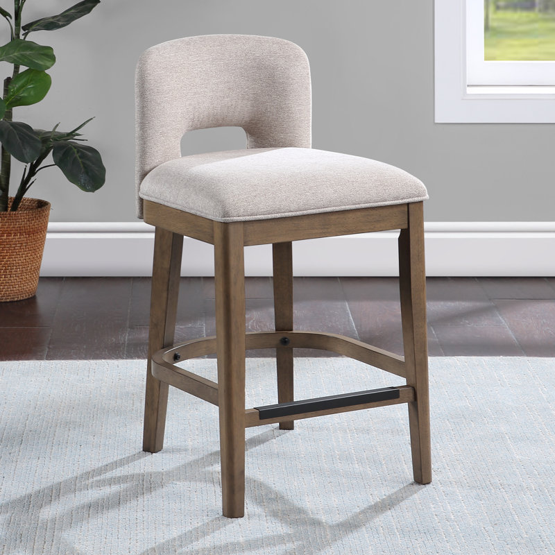 Upholstered Counter Stool with Solid Wood Frame, Counter Stool 26" Seat Height