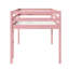 Lit mezzanine simple en bois d'hévéa rose avec plateforme à lattes renforcée, hauteur basse et amplement de rangement sous le plancher-461451420
