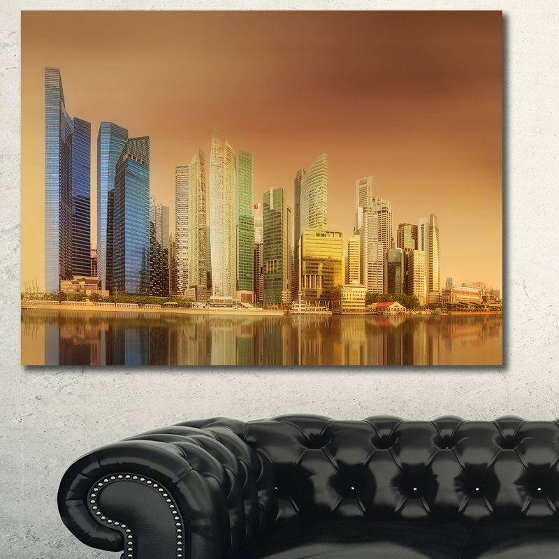 « singapour horizon under brun ciel », impression, H 30 po x l 40 po x P 1,5 po, Toile tendue