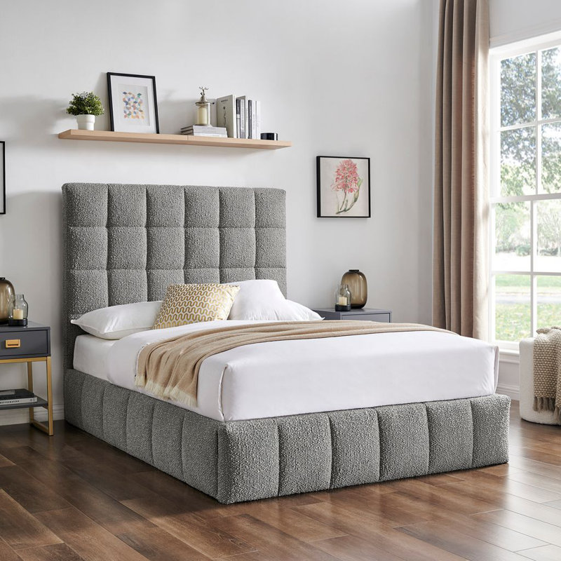 Upholstered Ottoman Storage Bed, Double (4'6), Grey