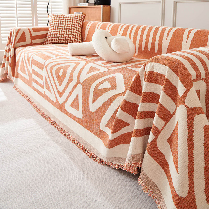 Housse pour canapé modulaire Boho Chenille, Orange, H 91 po x l 134 po x P 0,2 po