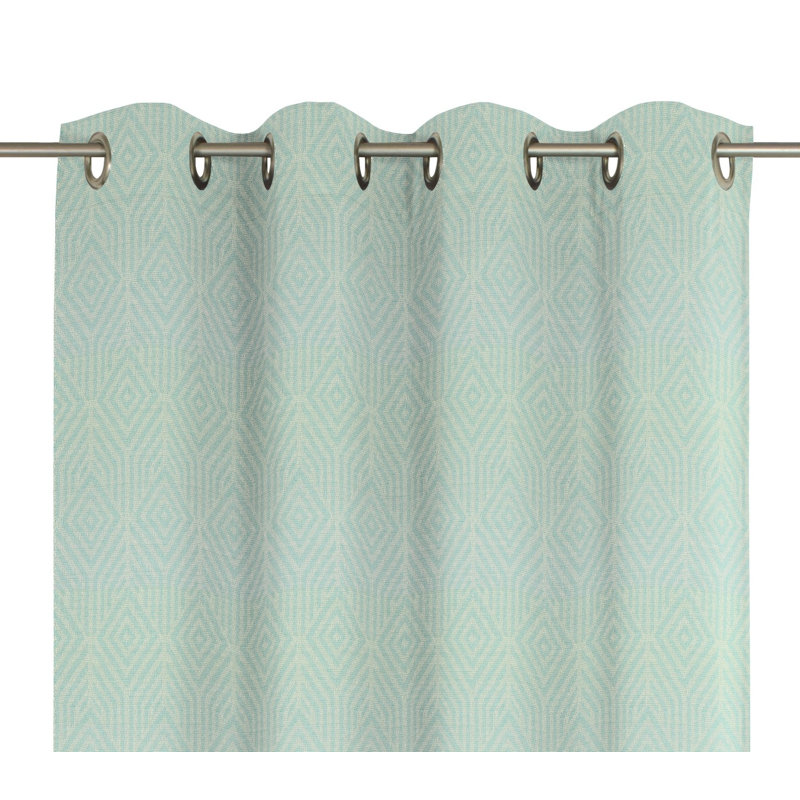 Caleigh Easy Diamond Eyelet Opaque Curtain, 145 W x 225 D cm, Turquoise/Honey Dew