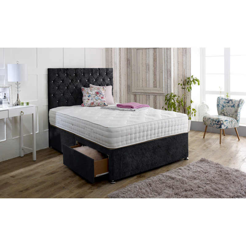 Auburn Divan Bed Base, 2 Drawers (Foot End), Black, Double (4'6)