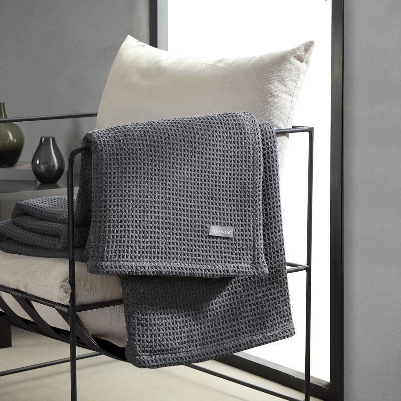 Waffleweave 100% Cotton Blanket, King, Charcoal
