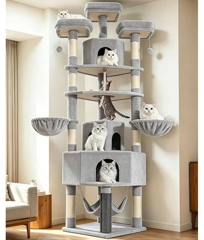 220 cm H Cat Tree / Condo, Light Grey