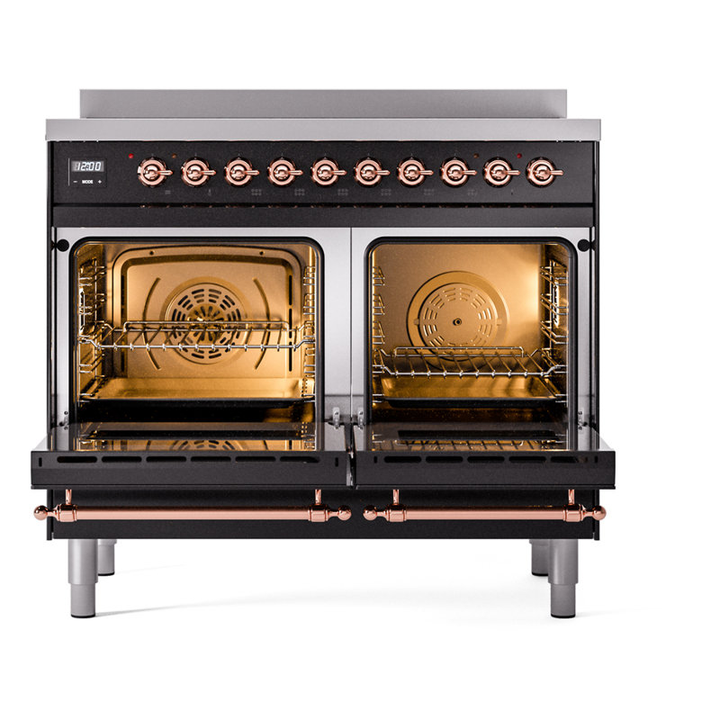 ILVE Nostalgie II 40 in Induction Range, Glossy Black/Copper