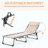 Padded Folding Chaise Lounge Chair, Outdoor 6-Level Reclining Camping Chair With Headrest For Beach, Yard, Patio, Pool