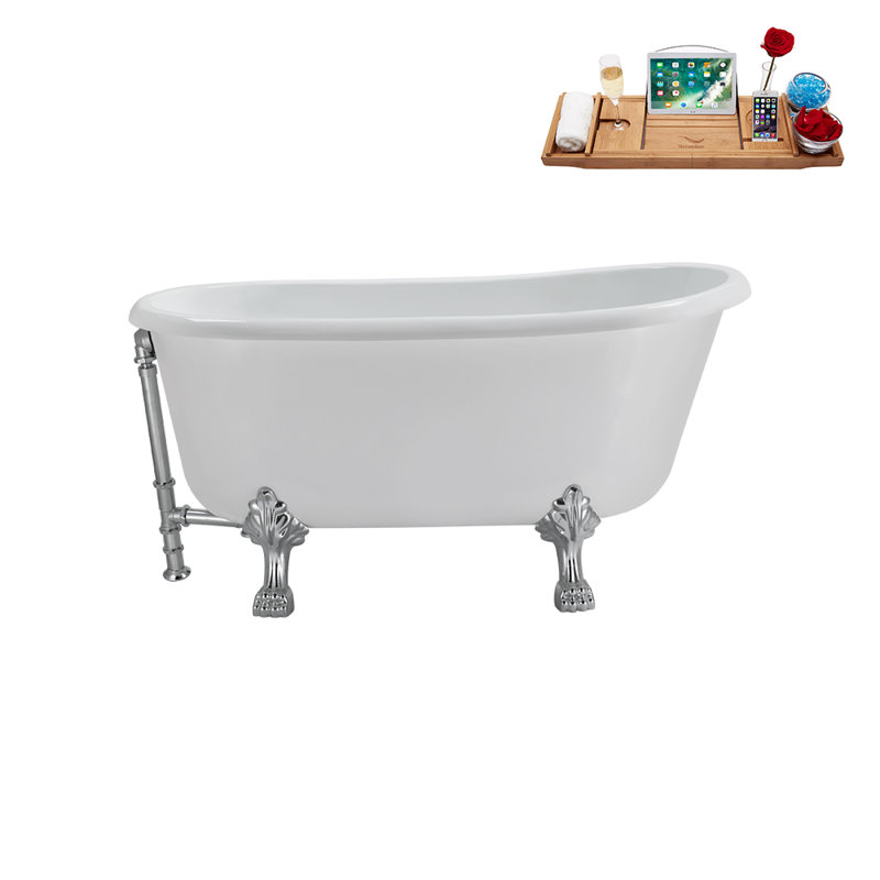 57.5'' x 29.5'' Soaking Acrylic Bathtub, Polished Chrome, Polished Chrome