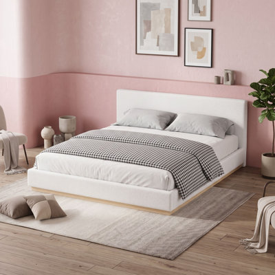 Chenille Upholstered Bed Frame with Headboard and Sturdy Slats