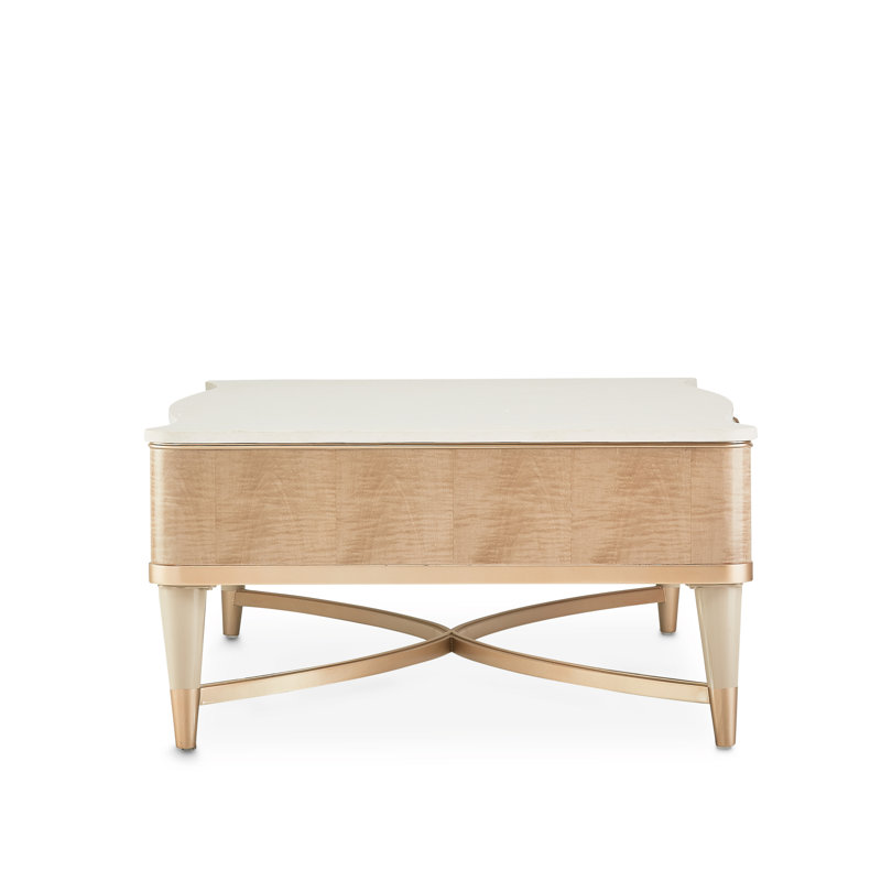 Malibu Crest Marble Coffee Table, Blush/Chardonnay/Creamy Pearl