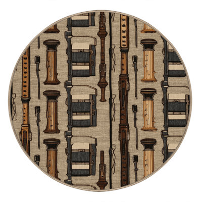 Washable Recorder Music Area Rug