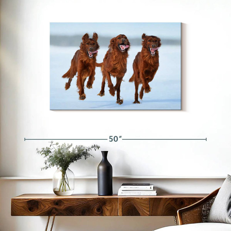 Running Irish Setters, 24" H x 36" W