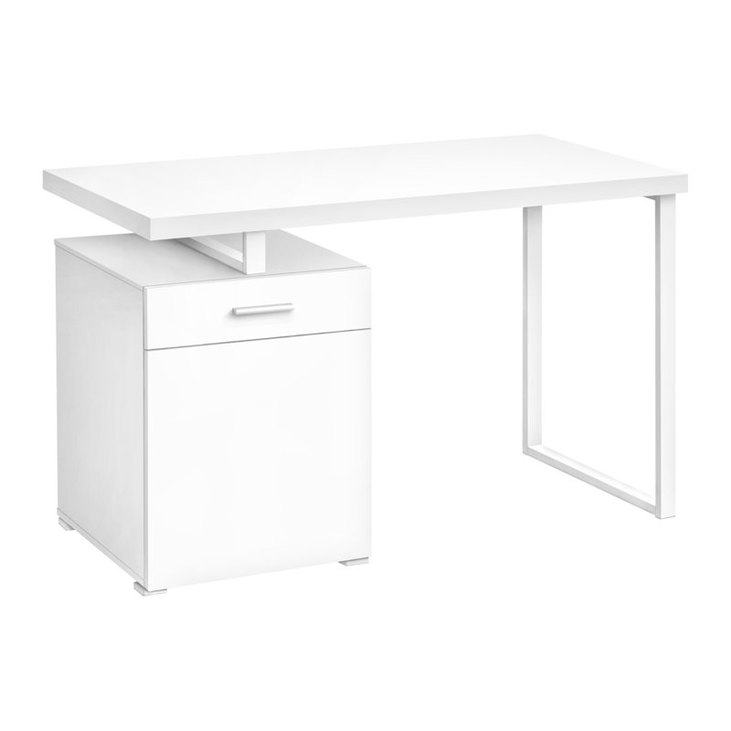 Bureau d'ordinateur, bureau personnel, ordinateur portable, installation à gauche, à droite, tiroirs de rangement, L 48 po, travail, stratifié, métal, contemporain, moderne