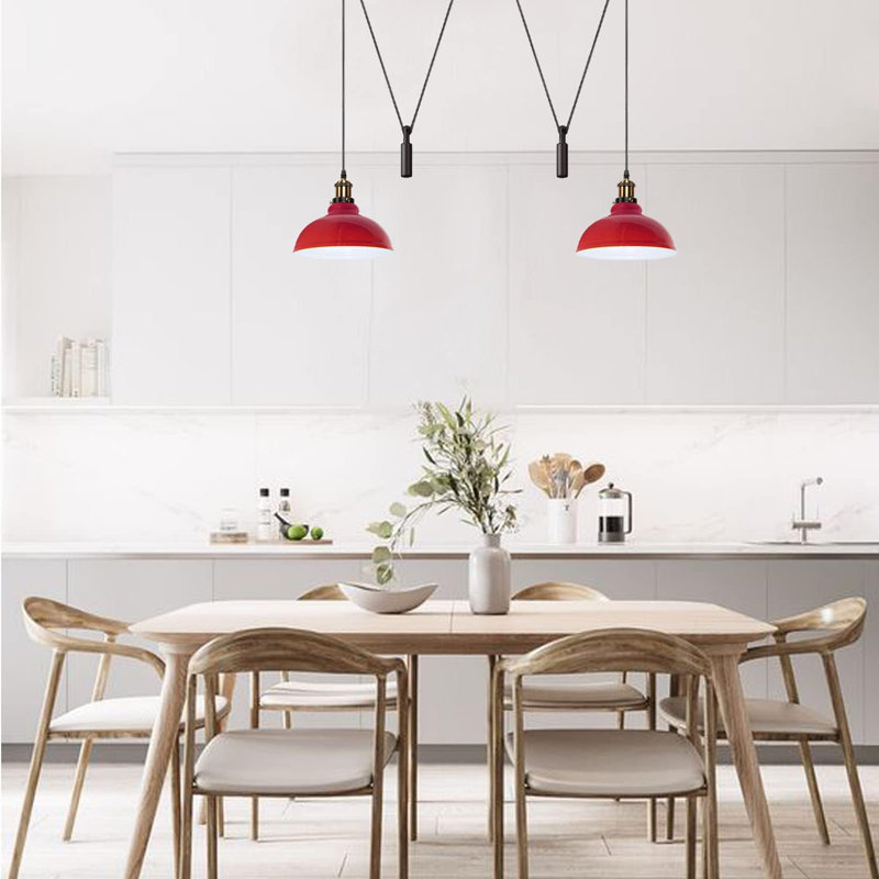 2 - Light Dome Pendant, Red