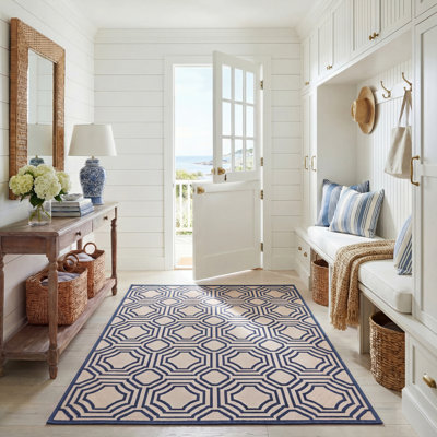 Arneshia Geometric Navy/Gray Indoor / Outdoor Area Indoor/Outdoor Area Rug