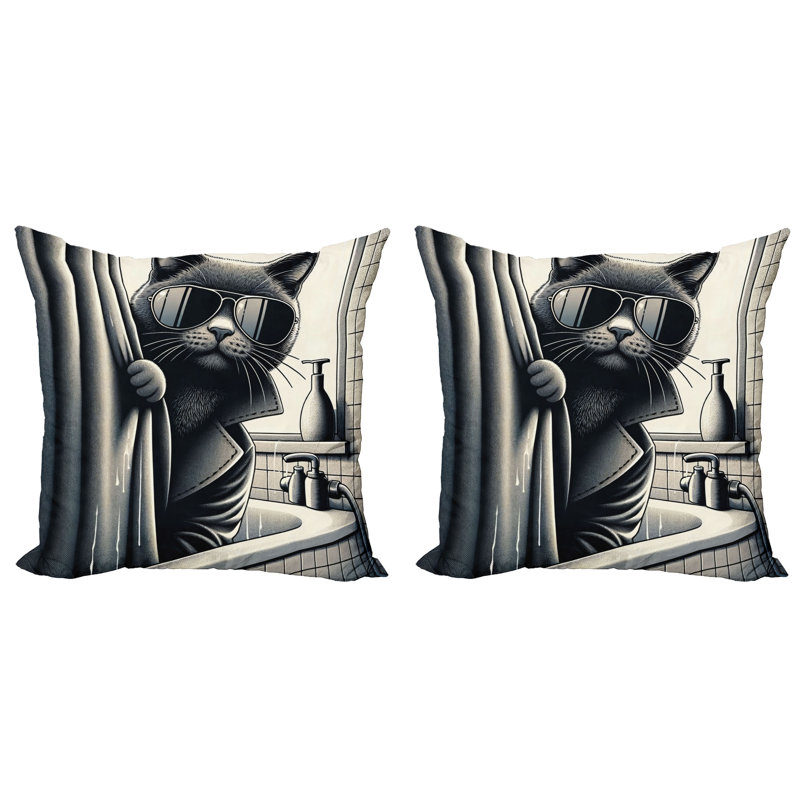 429875_Ambesonne housse de coussin pour chat 2Pack Cool Detect Kitty, H 18 po x l 18 po