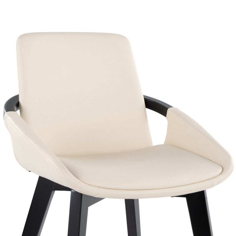 Chaise en bambou noir et similicuir crème, Crème