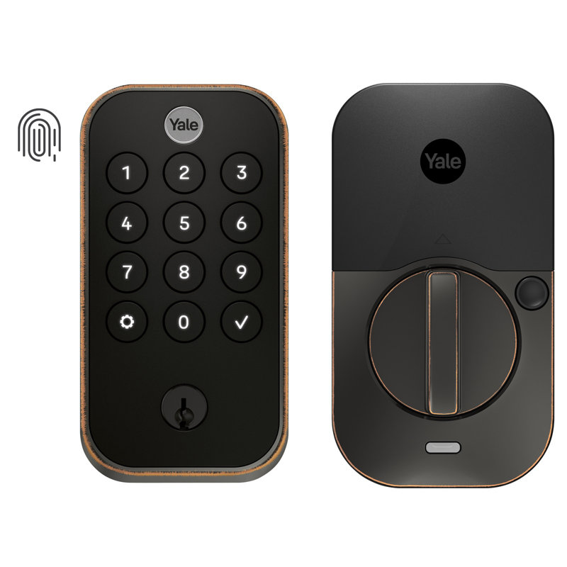 Verrou intelligent à 2 touches avec lecteur d'empreintes digitales et Bluetooth Yale Assure Lock, Bronze frotté à l'huile