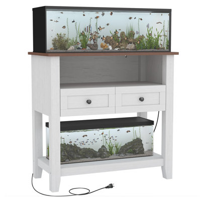 20 to 29 Gallon  and Reptile Tank Rack - Storage Unit with Charging Station. Drawer and Open Space. Supports Up to 660 Pounds