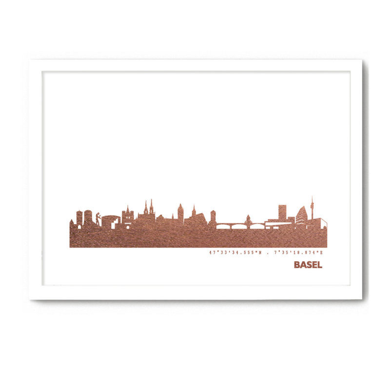 Basel Skyline 1 Piece Single Picture Frame Wall Art, 33cm H x 43cm W x 4cm D