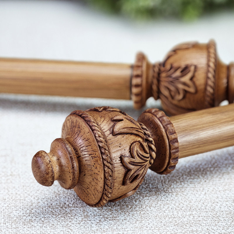Adjustable 1.125''diameter Single Curtain Rod Set, Natural, 36" - 72"