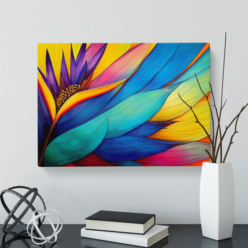 Striking Bird Of Paradise Flower Abstract - Wrapped Canvas Print, 50cm H x 76cm W x 3cm D