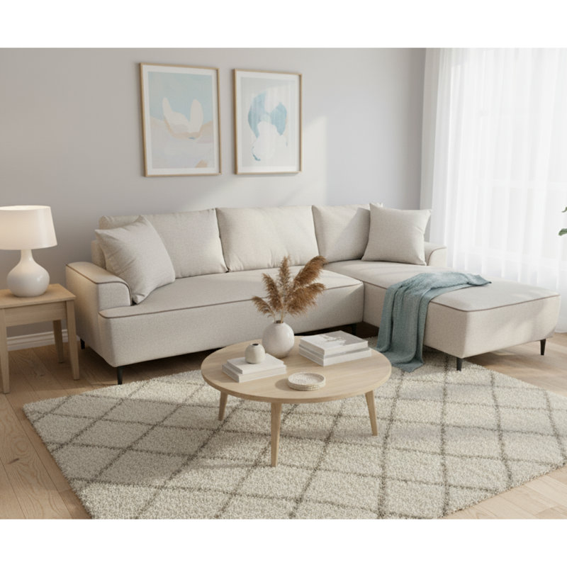3 Seater Sofa Bed, Cream, Left Hand Facing