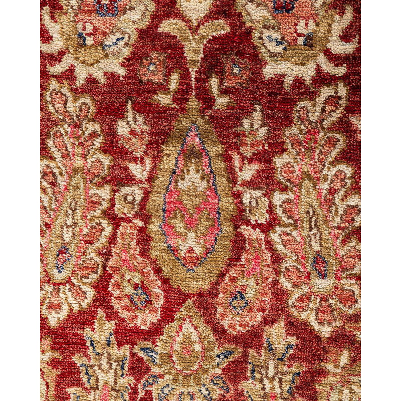 Handmade Red Wool Rectangular Area Rug, 7' 10" x 10' 4"