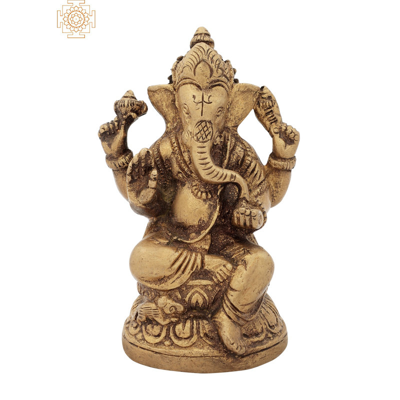 Figurine Bhakawan Ganesha assise sur un lotus