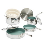 Bloomhouse 8 Piece Triply Stainless Steel Pots and Pans Cookware Set W/Non Toxic Pro Ceramic Non Stick Interior